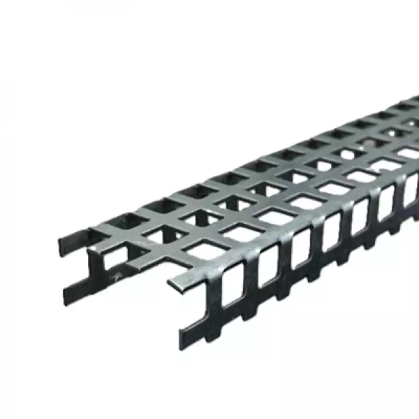 U-Profil aus verzinktem Stahl mit 10x10 mm Quadratlochung in Seitenansicht